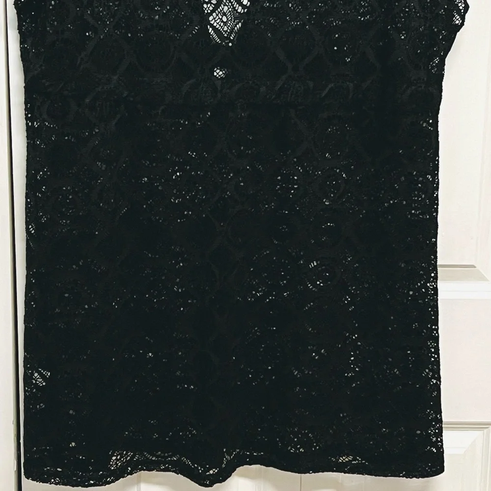Blue Island Black Lace V-Neck Swim Coverup Plus size 2X